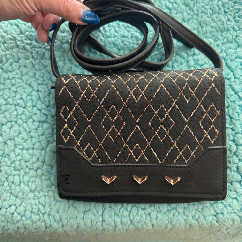 Stella and Dot Sidekick Crossbody Black/Rose Gold
